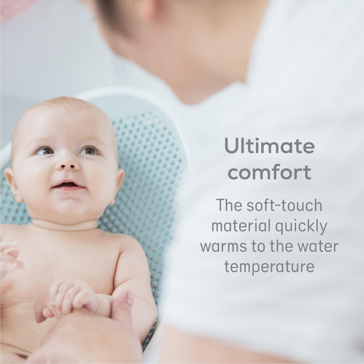 Angelcare Soft Touch Baby Bath Support -Grey- Water Level Indicator, Non-Slip, Comfortable & Safe for Newborns & Infants up to 6 Months