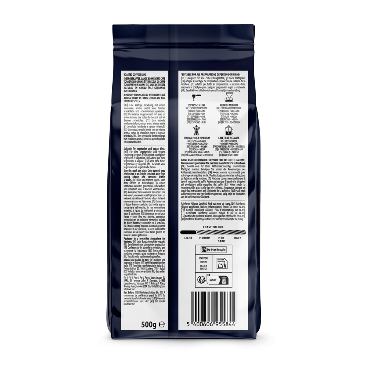 by Amazon Espresso Crema Coffee Beans, Light Roast, 1kg (2 Packs of 500g), Rainforest Alliance Certified