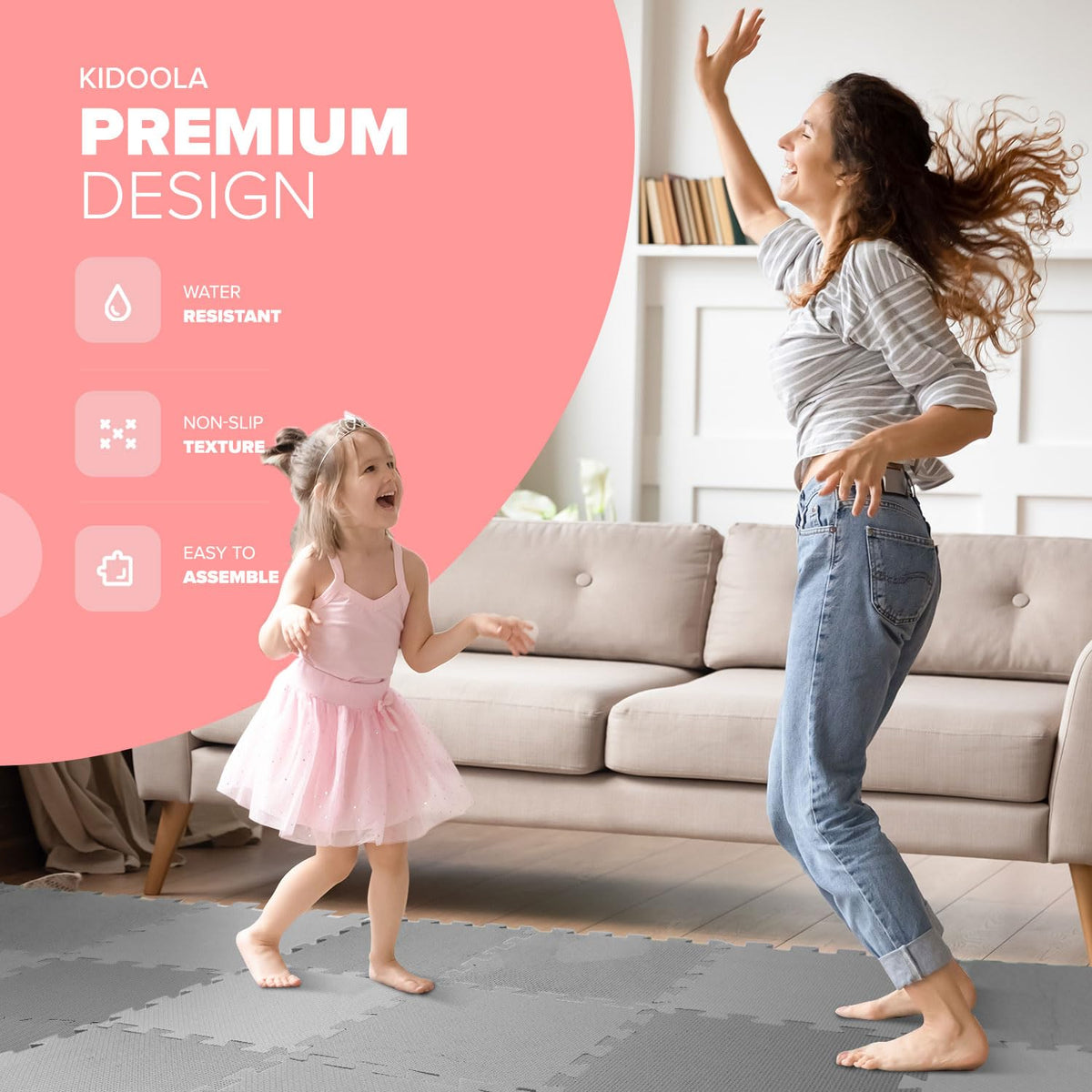 kidoola Foam Baby Play Mat (29x29cm) – Thick & Soft EVA Foam Interlocking Floor Tile Matting for Children – Large Multi Colour, Safe & Comfortable 7mm Thick Play Flooring (9pc)