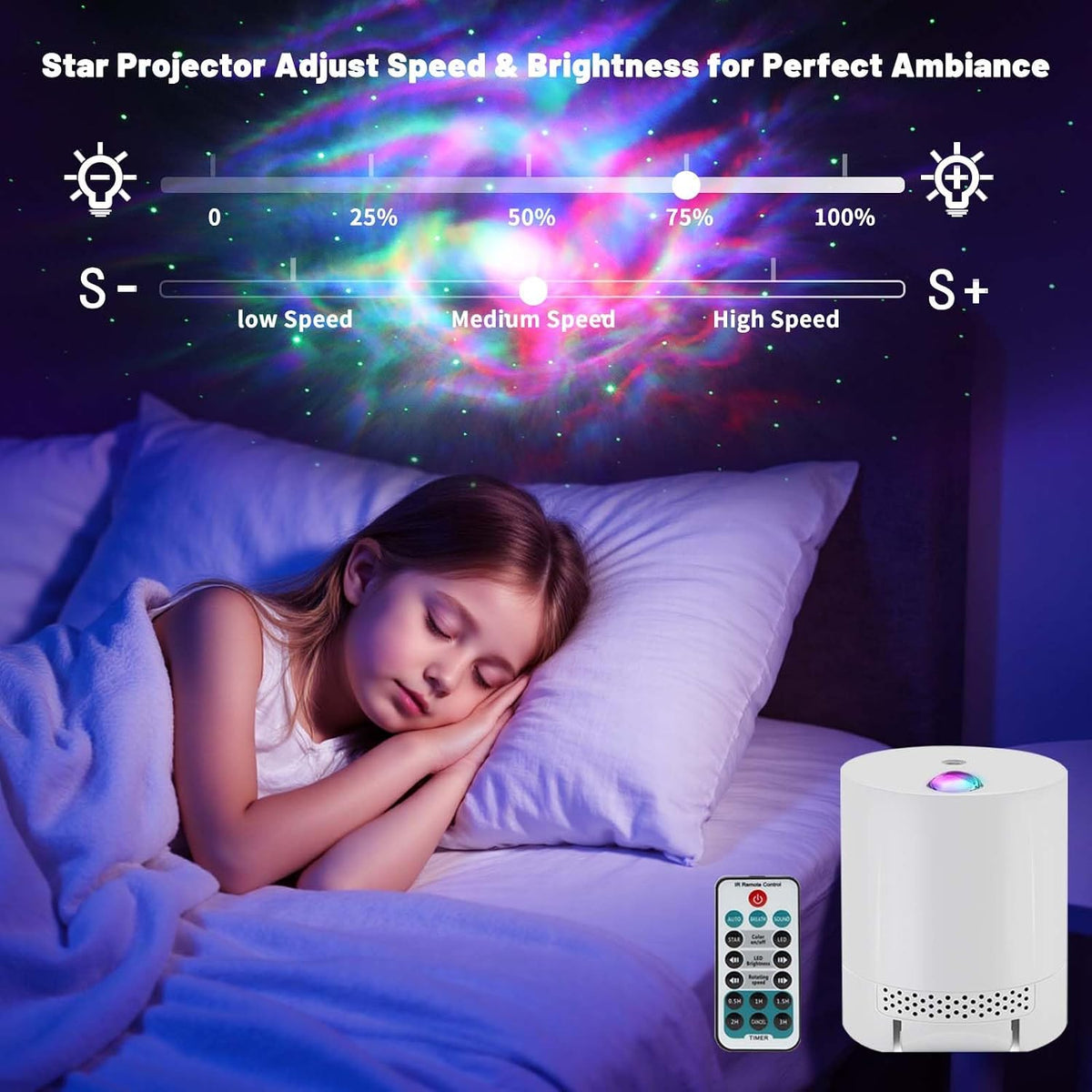 CAIYUE Star Projector Galaxy Projector, Exquisite Nebula Night Light Projector, Ocean Wave Galaxy Light with Remote Control,with Adjustable Speed and Brightness, Adults, Bedroom,Party