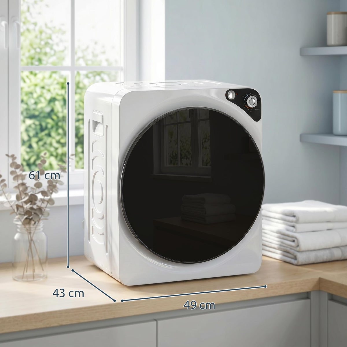 HOMCOM Vented Tumble Dryer, 5kg Wet Laundry/3kg Dry Capacity, 1000W, Black
