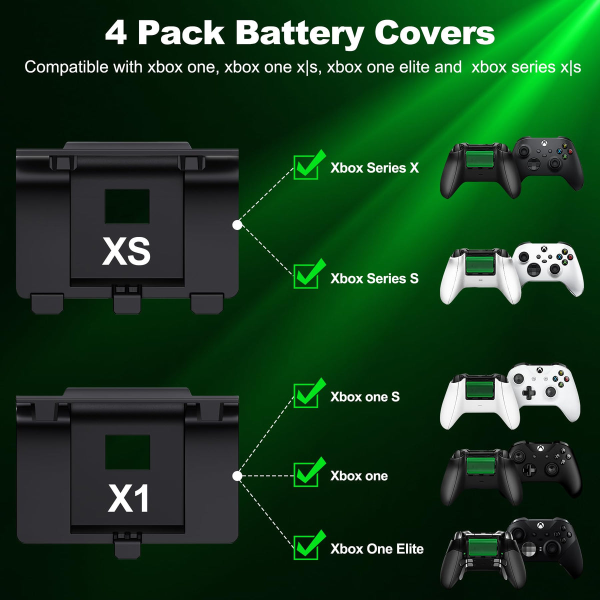 Rechargeable Battery Pack for Xbox Controller, Battery Pack with 2×4800mWh/LED Indicator/12 Hours Playtime,Play and Charge Kit for X-box One/S/X/Elite, Xbox Series S/X Interactive Gaming Figures