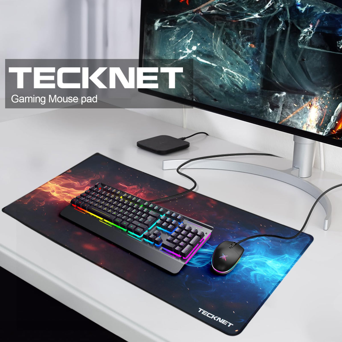 TECKNET Gaming Mouse Mat, 900x400x3mm Large Mouse Pad - Black