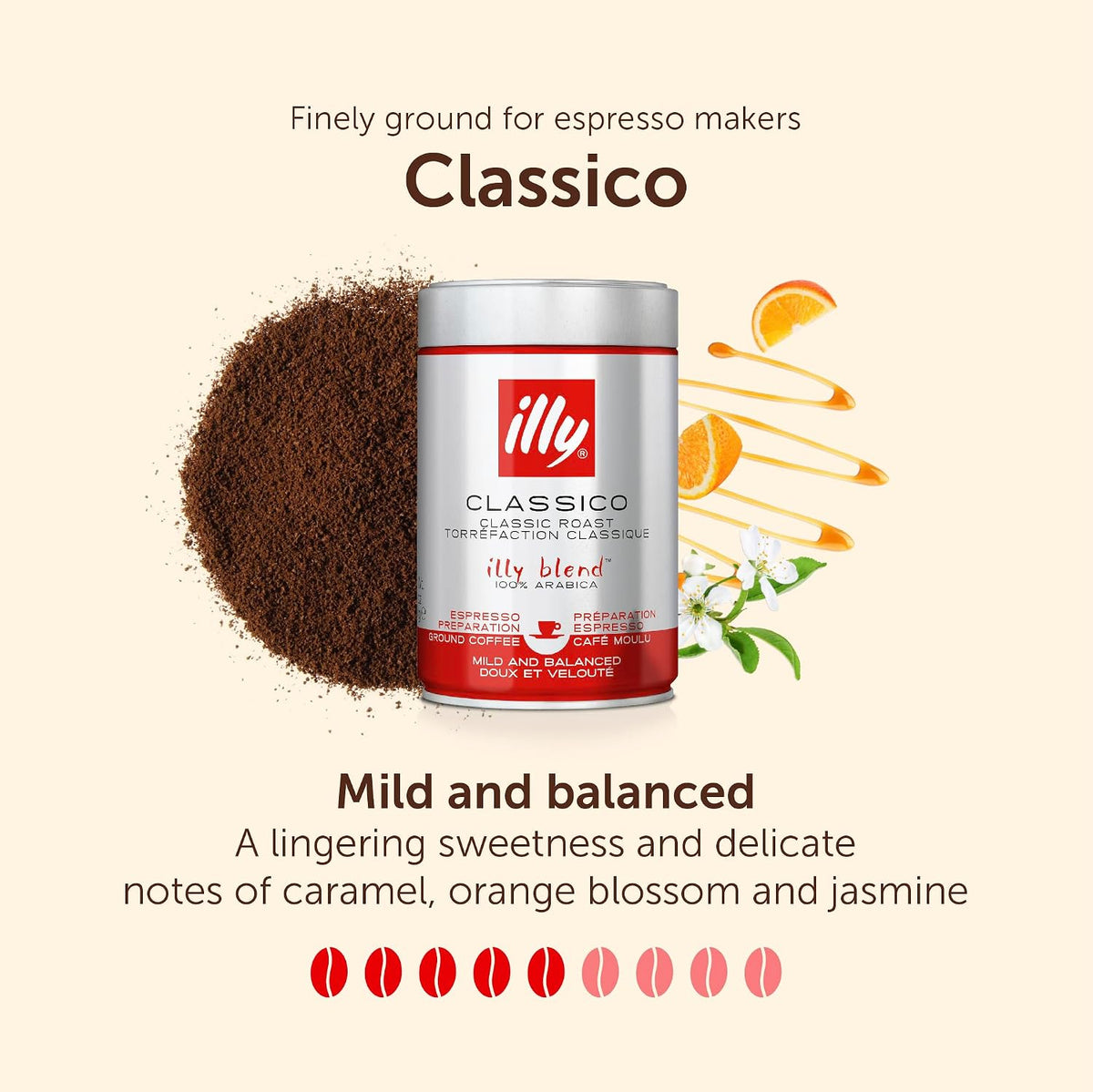 illy Classico Ground Coffee for Espresso, Moka Pot, Cafetiere 250g