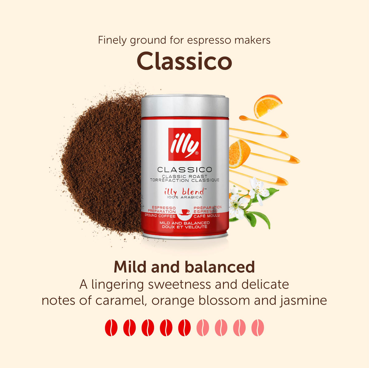 illy Classico Ground Coffee for Espresso, Moka Pot, Cafetiere 250g