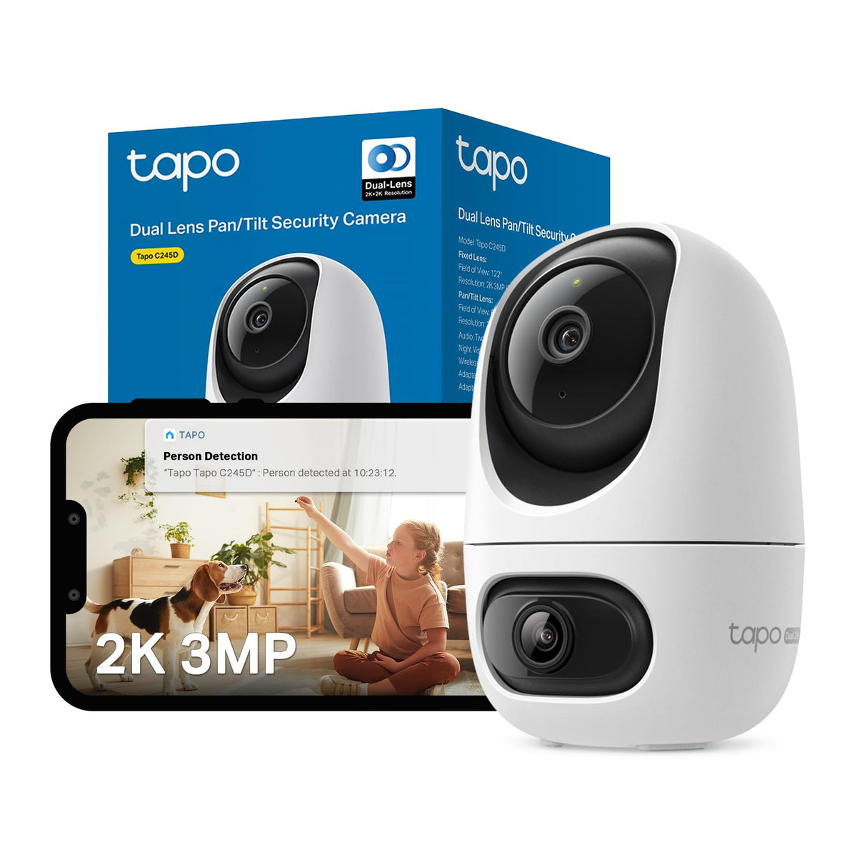 Tapo C210 2K 3MP Pan/Tilt Indoor Security Camera Pet Camera House Security