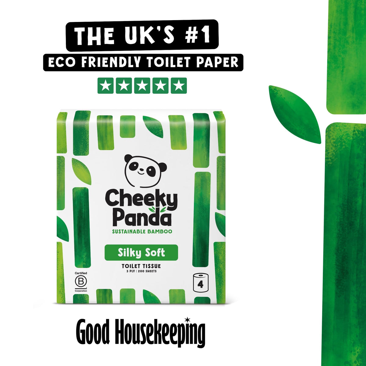 The Cheeky Panda Bamboo Toilet Paper – 9 Rolls of Toilet Paper | Plastic Free Packaging and Sustainable Toilet Tissue | 100% Compostable