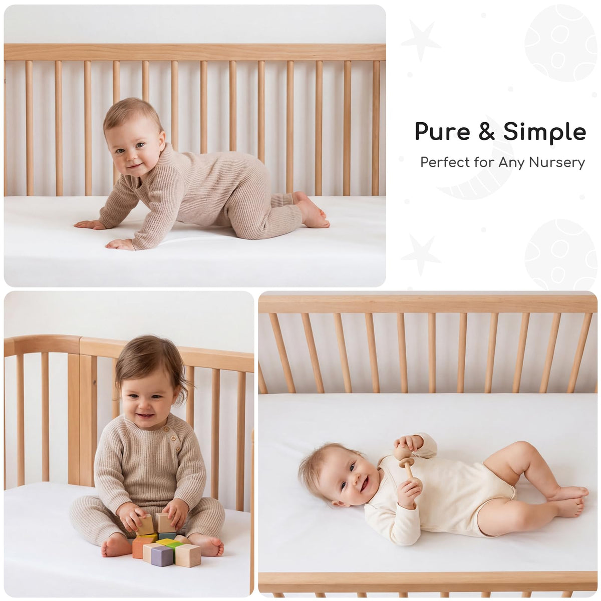 Cot Bed Sheets 120x60 cm Fitted for Baby and Toddler