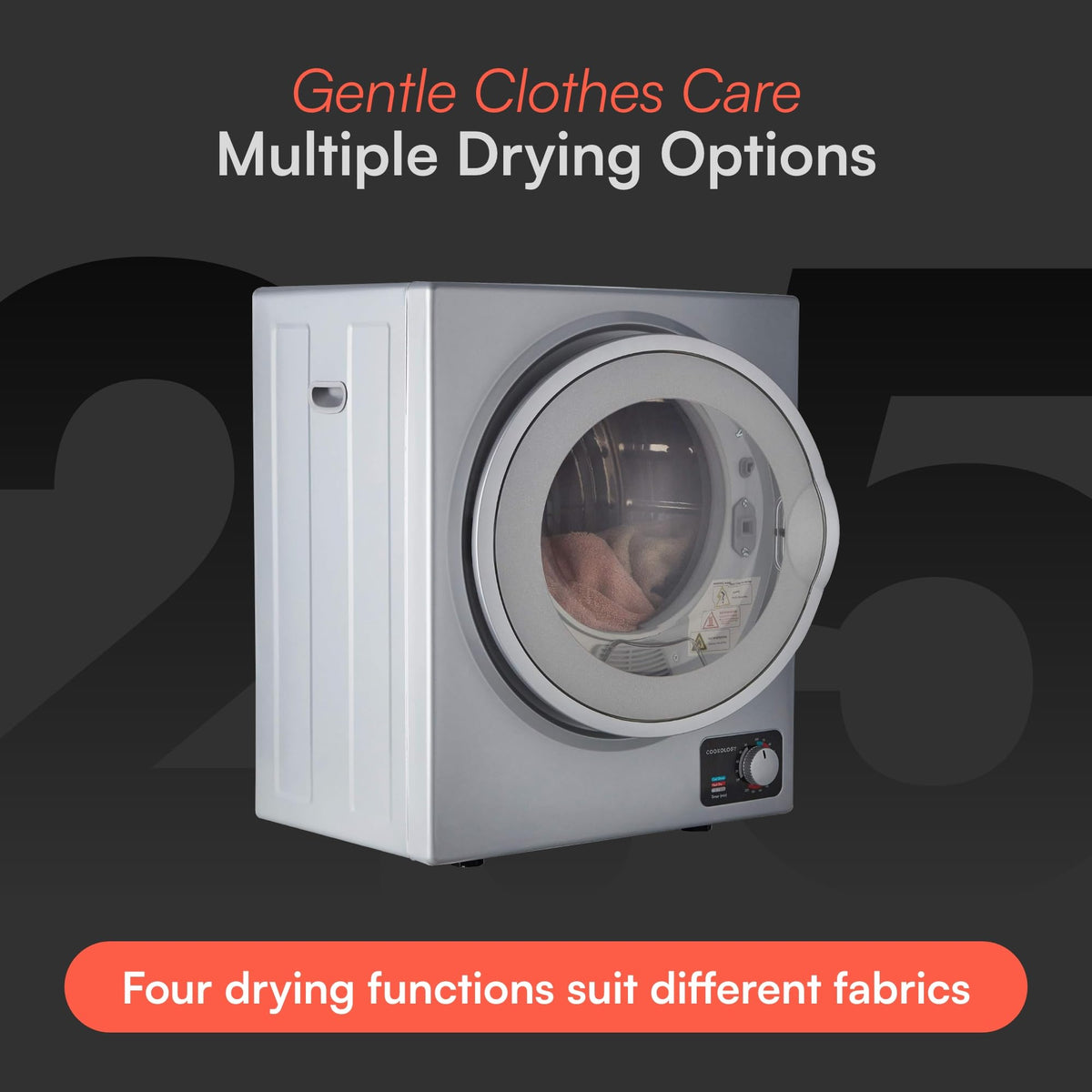 Cookology 2.5kg Mini Vented Tumble Dryer - Tabletop Design - Black