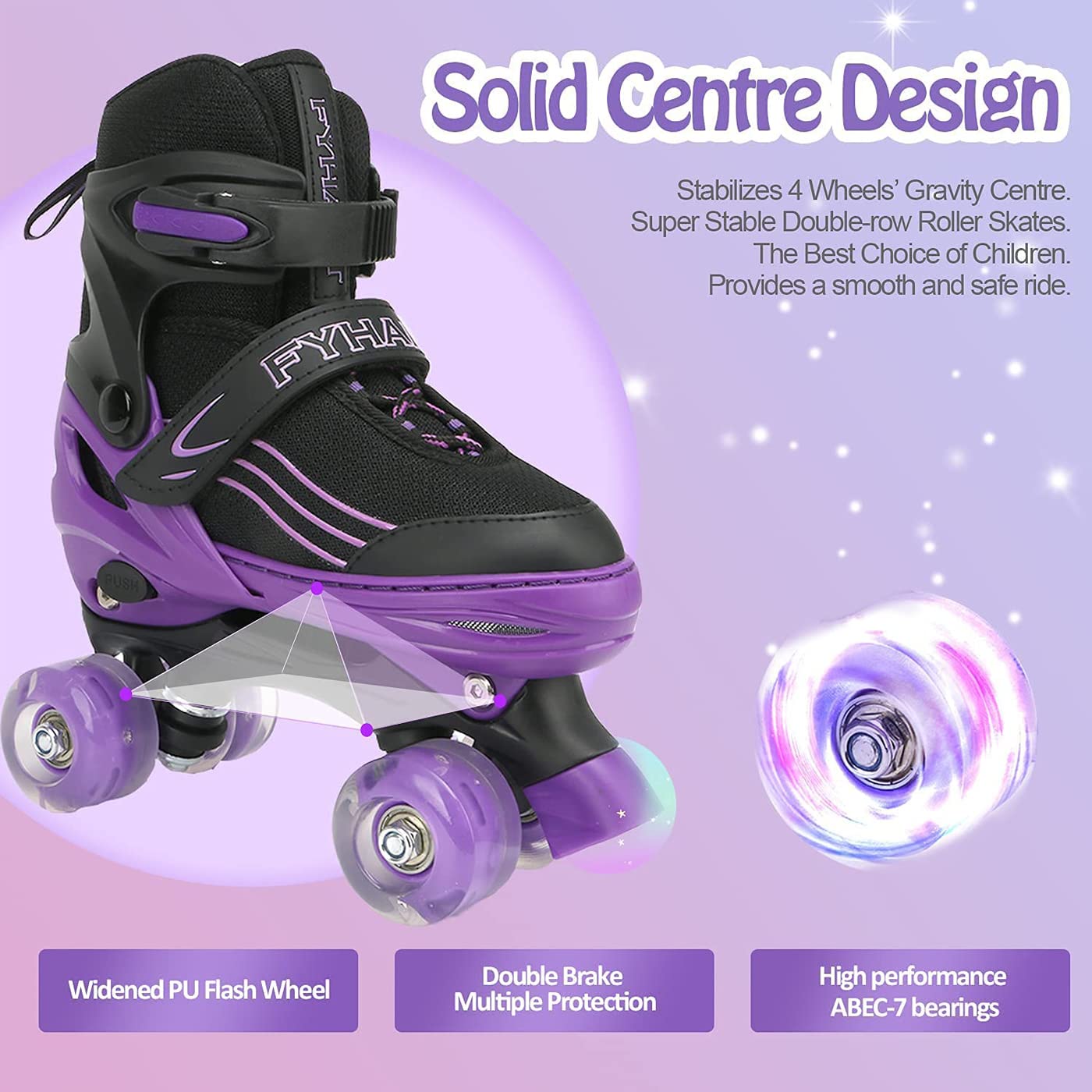 Kids Roller Skates for Girls Boys Adjustable Roller Skates with Light Up Wheels, Fun Illuminating for Girls Boys, Suitable for Both Indoor and Outdoor Use