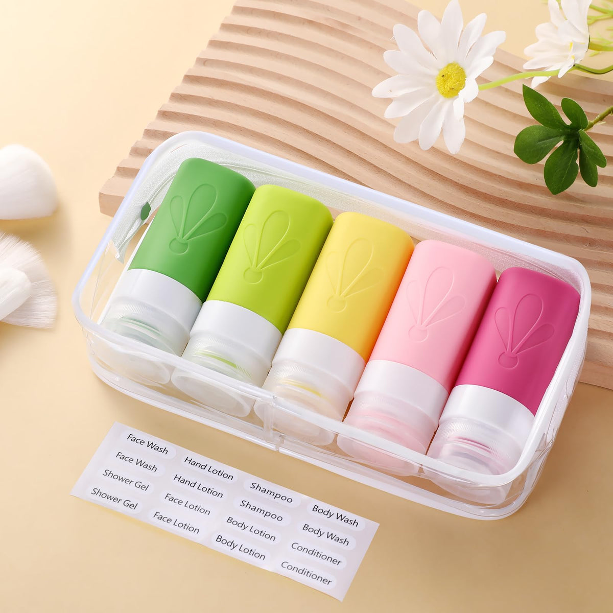 INSFIT Travel Bottles for Toiletries, 17 Pack Leakproof Travel Size Toiletries, Airplane Travel Essentials, Holiday Essentials for Women and Men with Labels/Clear Bag