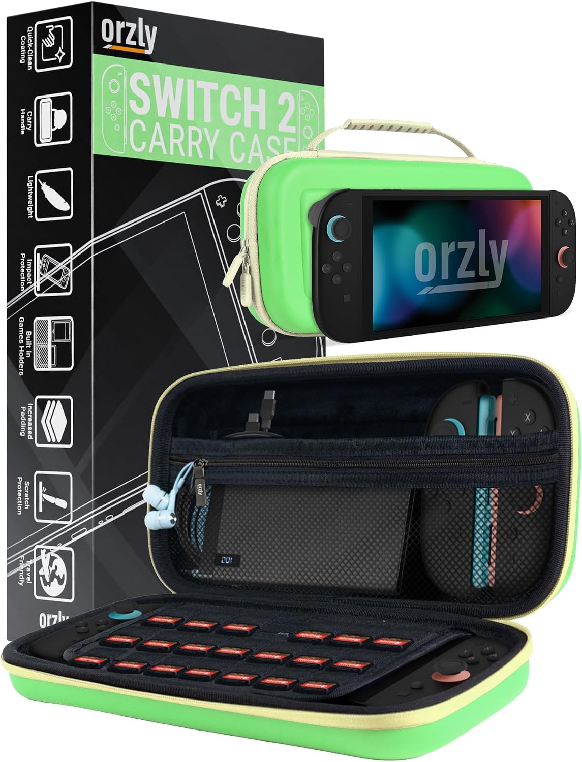 Orzly Carry Case for Nintendo Switch Lite Protective Hard Shell Portable Travel Carry Case with Storage for Accessories & Game Cartridges (Red & White)