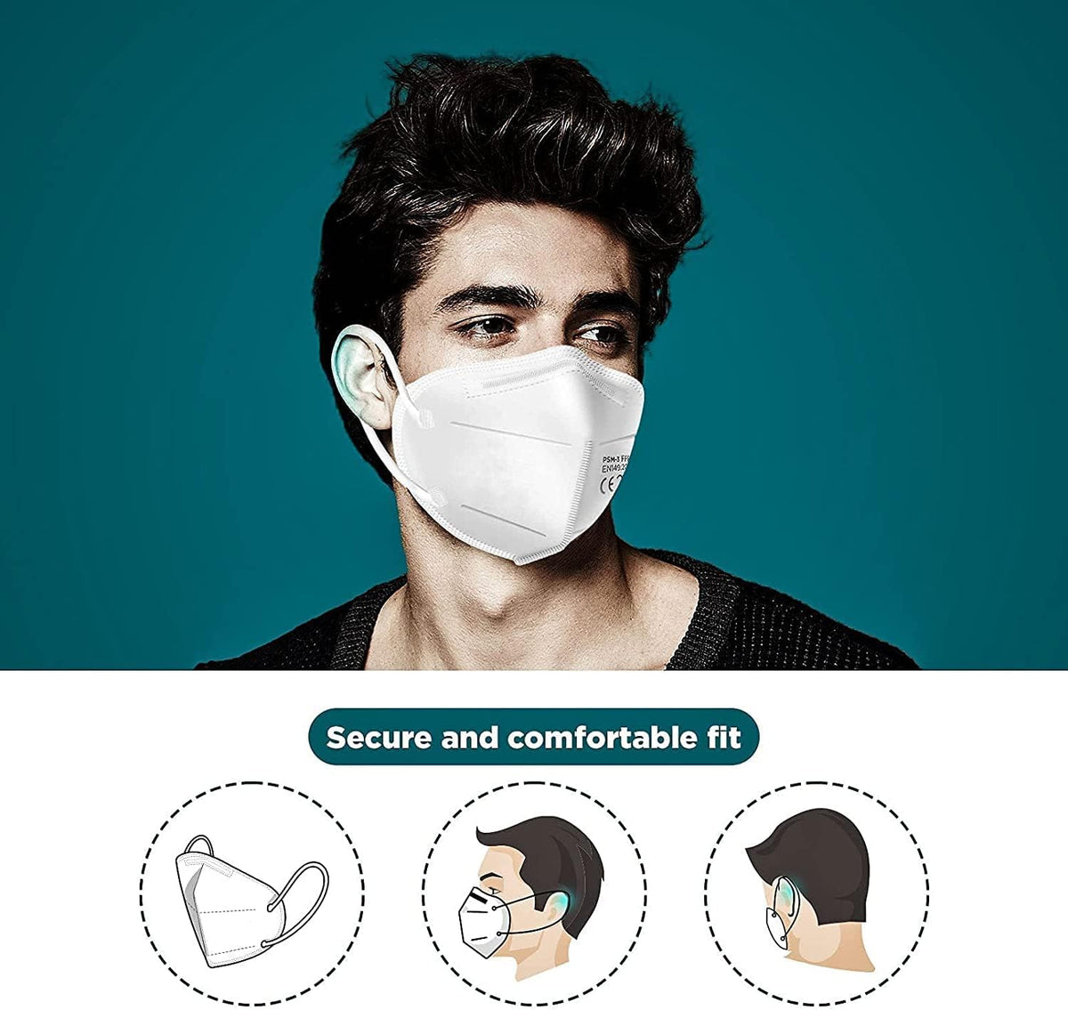 FFP3 Masks Pack of 10 With >99% Filtration Efficiency - Disposable Face Mask UK - Soft And Secure Fit (Packaging may vary)