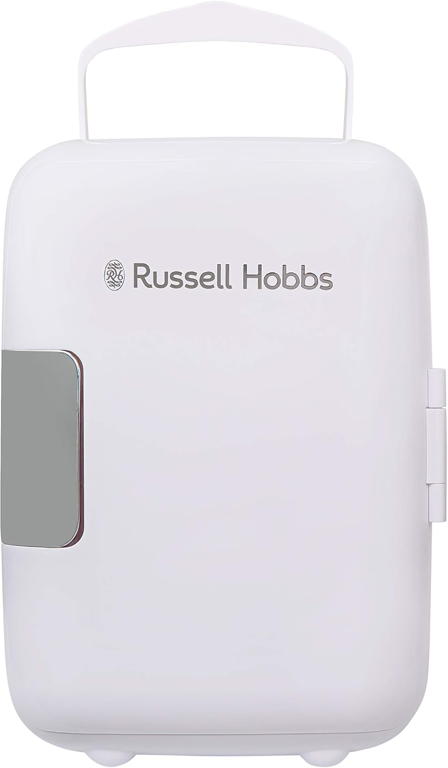 Russell Hobbs RH4CLR1001 4L/6 Can Portable Mini Cooler & Warmer for Drinks, Cosmetics/Makeup/Skincare, AC/DC Power, Retro Style, White, For Bedroom, Home, Caravan, Car