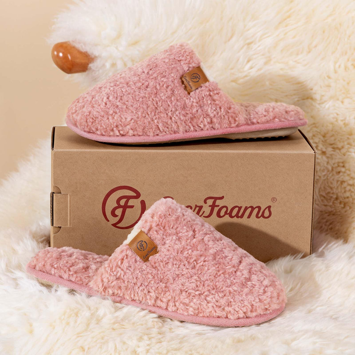 EverFoams Women's Fuzzy Slippers Cosy Memory Foam Indoor Warm House Shoes