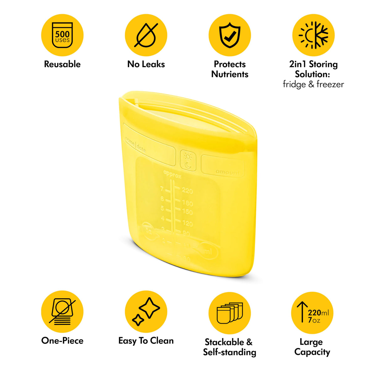 Medela Easy Pour Disposable Breastmilk Storage Bags, 210 ml Capacity, Leakproof Design with Milk Protection, Made Without BPA, Pack of 50
