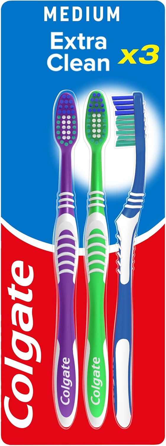 Colgate Extra Clean Medium Manual Toothbrush, 3 Pack