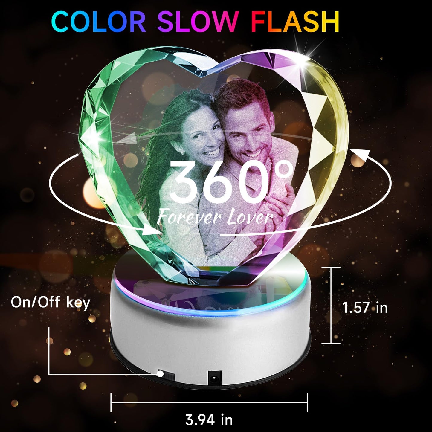 Personalised 3D Crystal Photo Gift, Custom Gifts with 3D Laser Etched, Engraved Inside the Crystal Using Your Photo Customized Memorial Custom Mother’s Day Picture Gift (Cuboid)