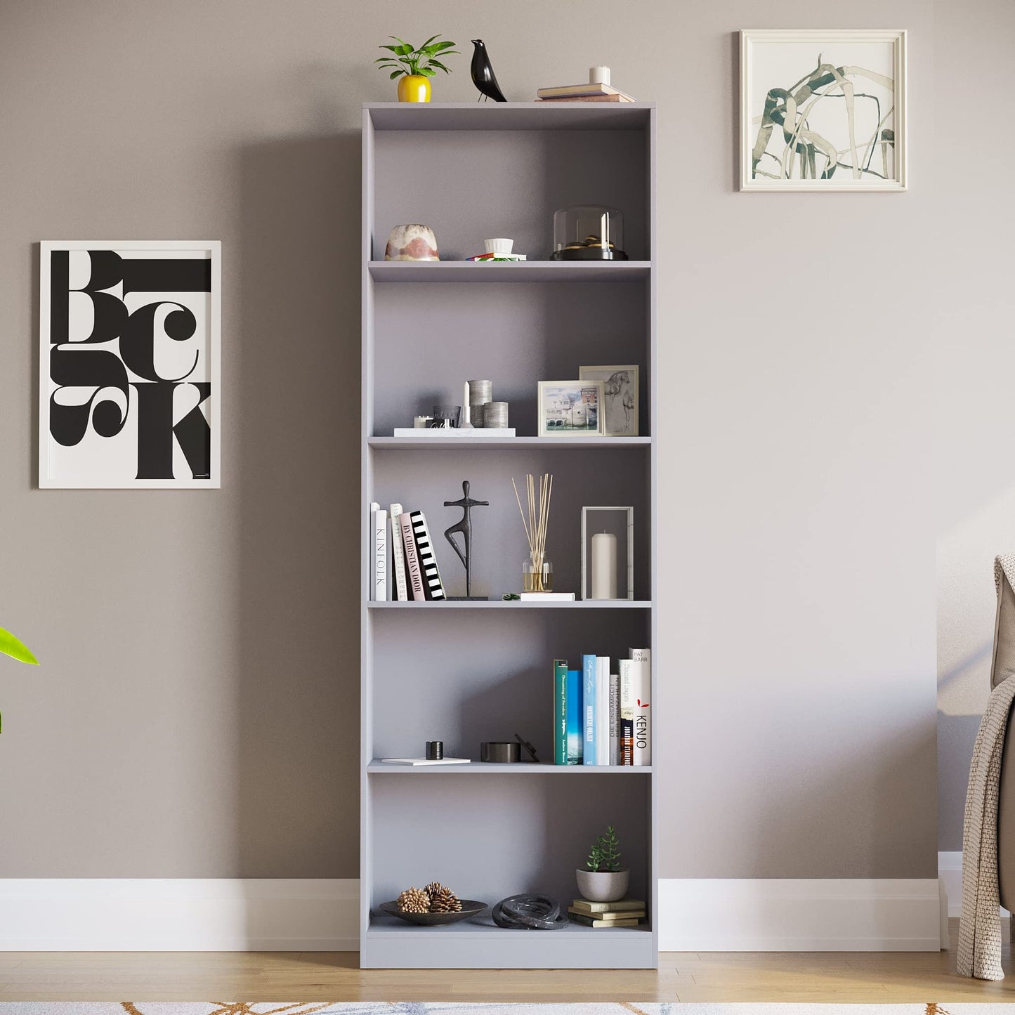 Vida Designs Cambridge 3 Tier Low Bookcase, White Wooden Shelving Display Storage Unit Office Living Room Furniture