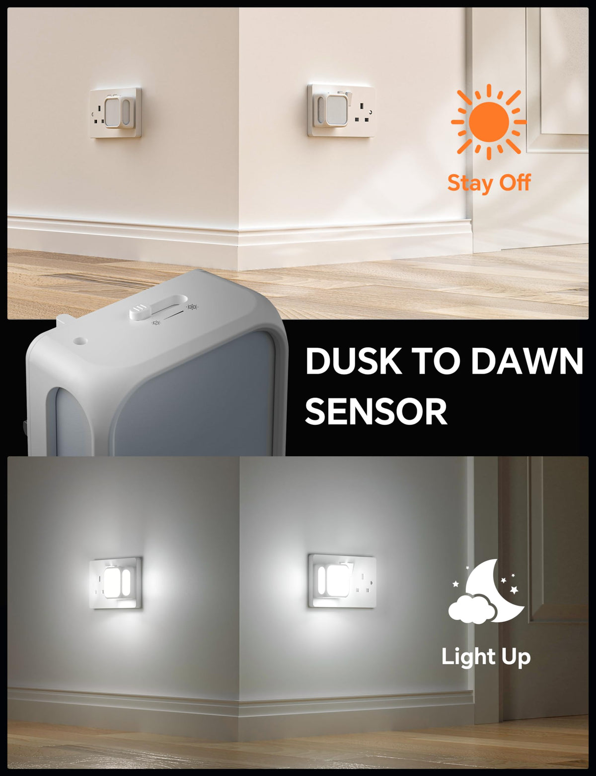 PURSNIC Night Light Plug in Wall, Dusk to Dawn, 3000K Warm White, 4 Pack