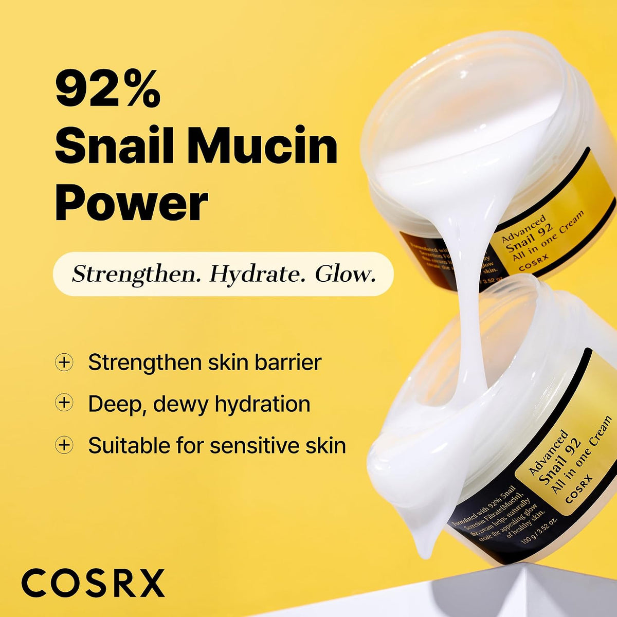 COSRX Advanced Snail 92 All in One Cream 100g, Facial Gel Moisturiser