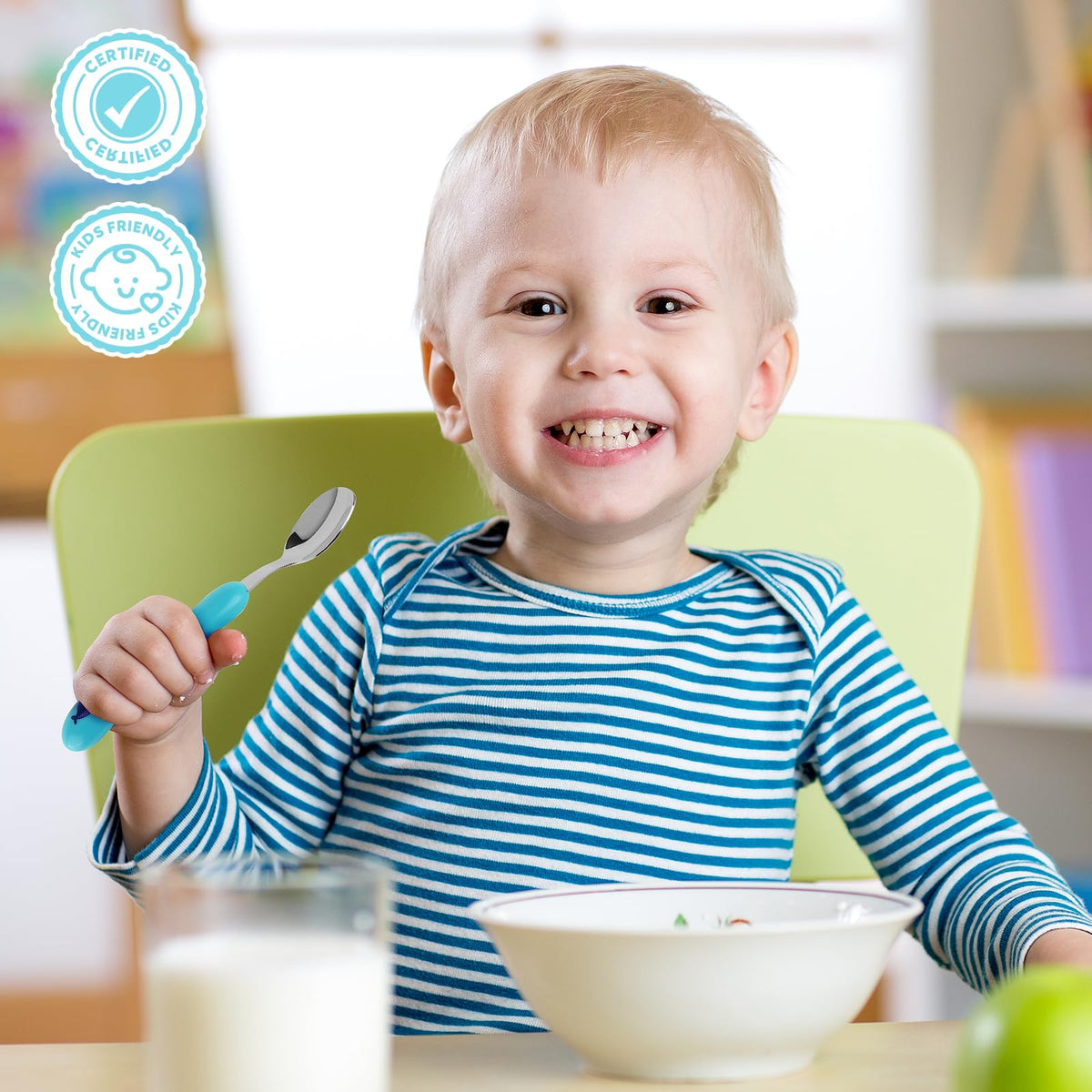 Lehoo Castle Stainless Steel Toddler Cutlery Set, 6-Piece Dinosaur Design