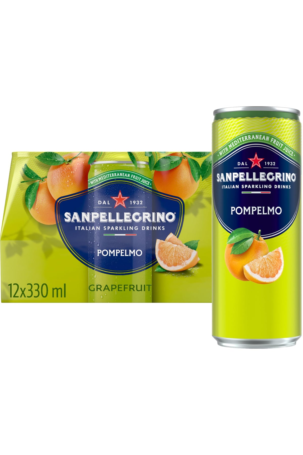 San Pellegrino Italian Sparkling Drinks Tastefully Light Sparkling Orange Canned Soft Drink 12 x 330ml | 64k Cals per Can (Pack of 2)