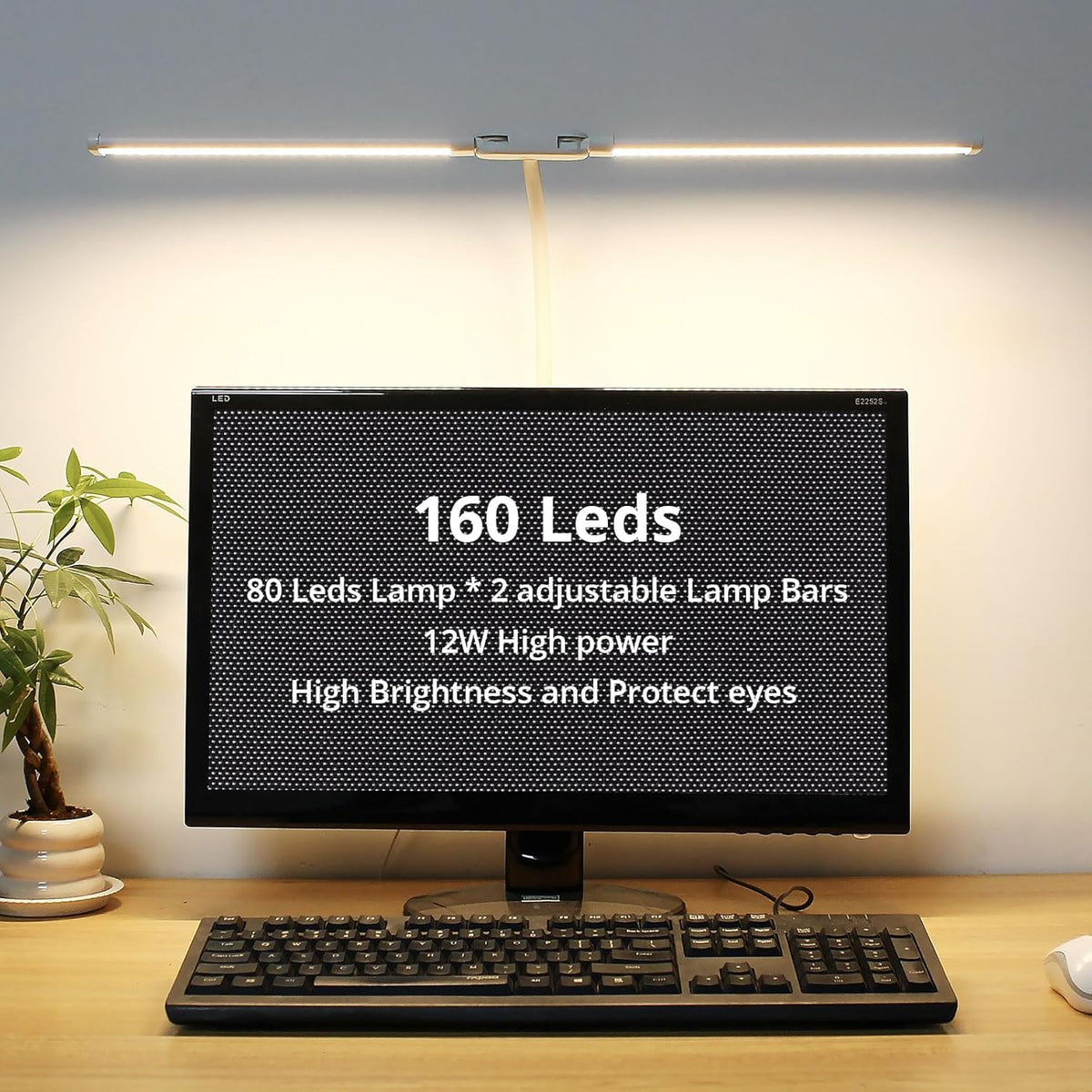 Woputne Dual Head Led Desk Lamp with Clamp for Home Office Study, 24W,Black