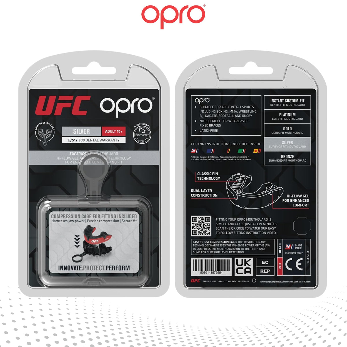 OPRO Silver Level Mouthguard Essential Fit – Gum Shield Adult and Kids – OPRO Mouth Guard Boxing and MMA, Easy Self-Fit Gum Shield Rugby and Hockey – Superior Protection with Dental Warranty