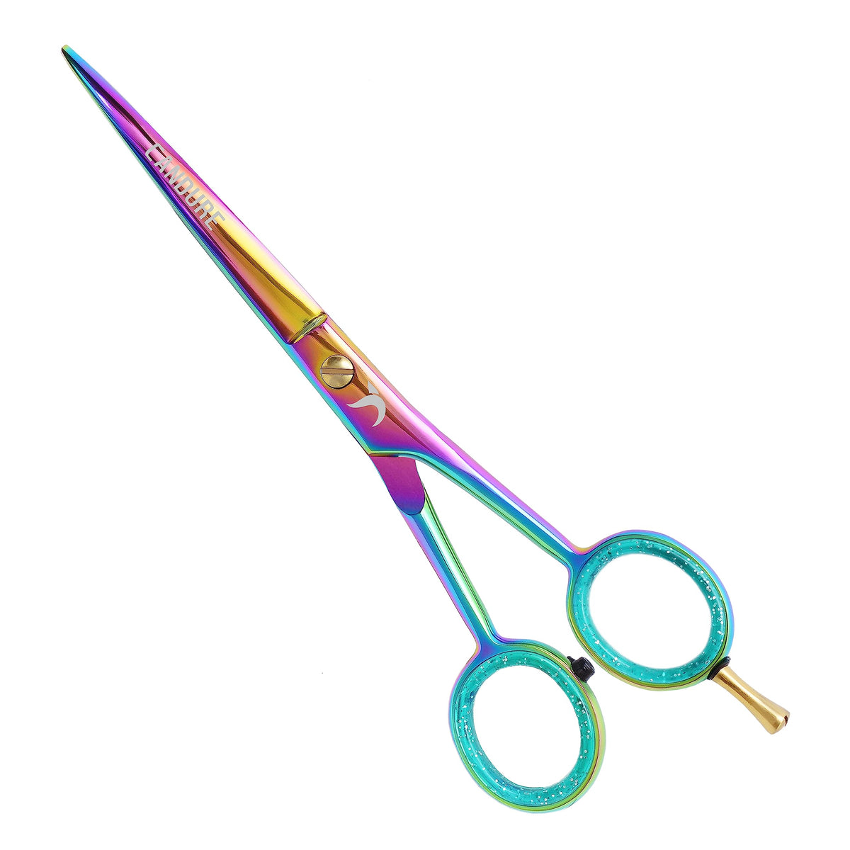 Candure Hairdressing Scissor with Comb & Leather Pouch 6.5" - Hair Scissor for Professional Hairdressers, Barbers Stainless Steel Hair Cutting Shears for Salon, Men, Women, Children and Adults Black