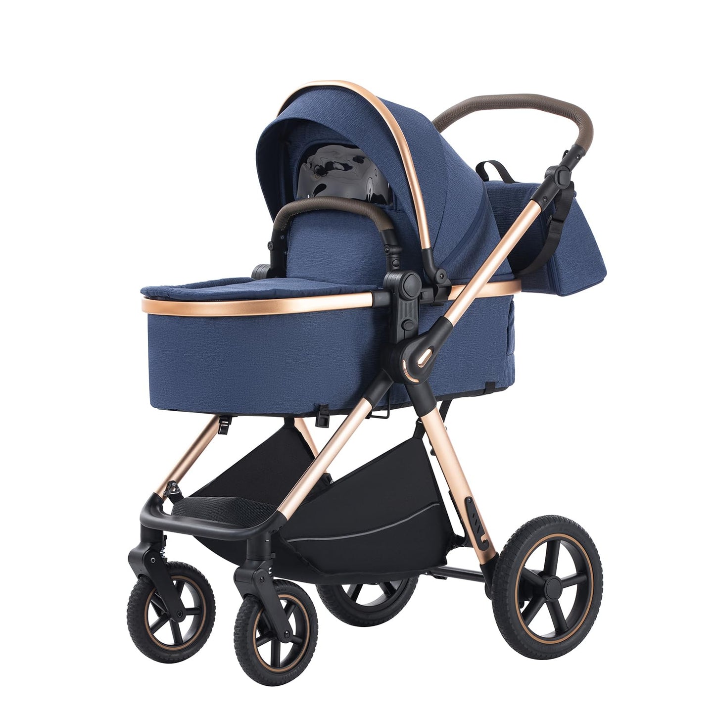 Stroller 3 in 1 Travel System Aluminium Frame High Landscape Combined Strollers Lightweight Folding Pram for Newborns Toddlers 0-36 Months from Birth Aluminium Pushchair (D2/Pink, H2-D)