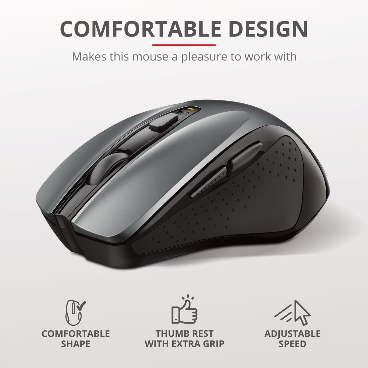 Trust Yvi FX Wireless Mouse with LED Illumination, USB Micro Receiver, RF 2.4 GHz, 800/1600 DPI, Ambidextrous, 8 m Range, Computer Mouse for Laptop, PC and Mac - Pink