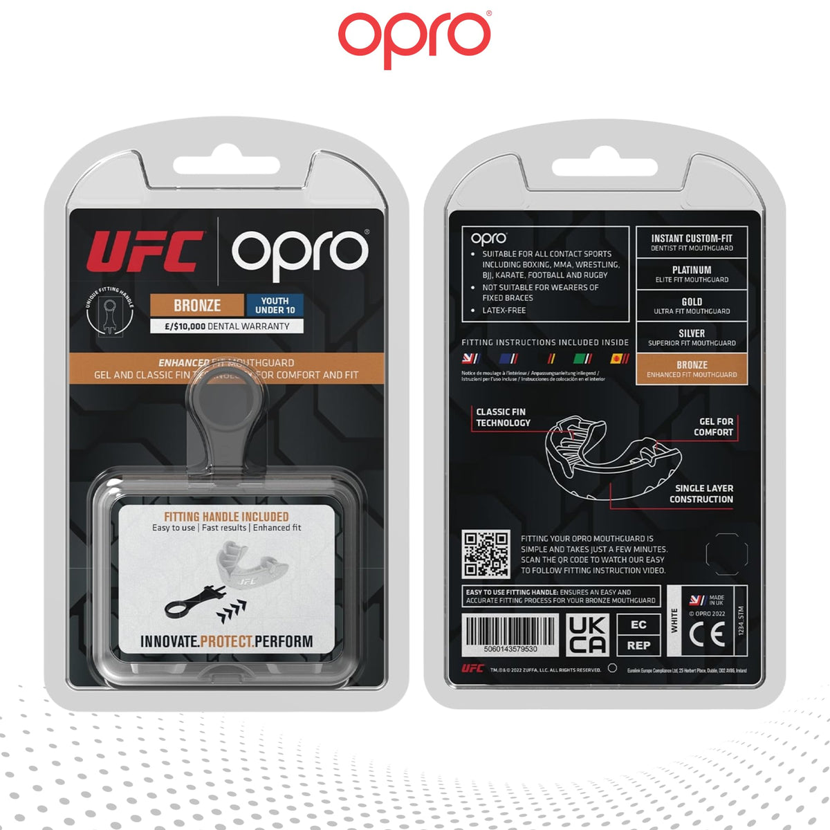 OPRO Bronze Level Mouthguard Essential Fit – Gum Shield Adult and Kids – OPRO Mouth Guard Boxing and MMA, Easy Self-Fit Gum Shield Rugby and Hockey – Enhanced Protection with Dental Warranty