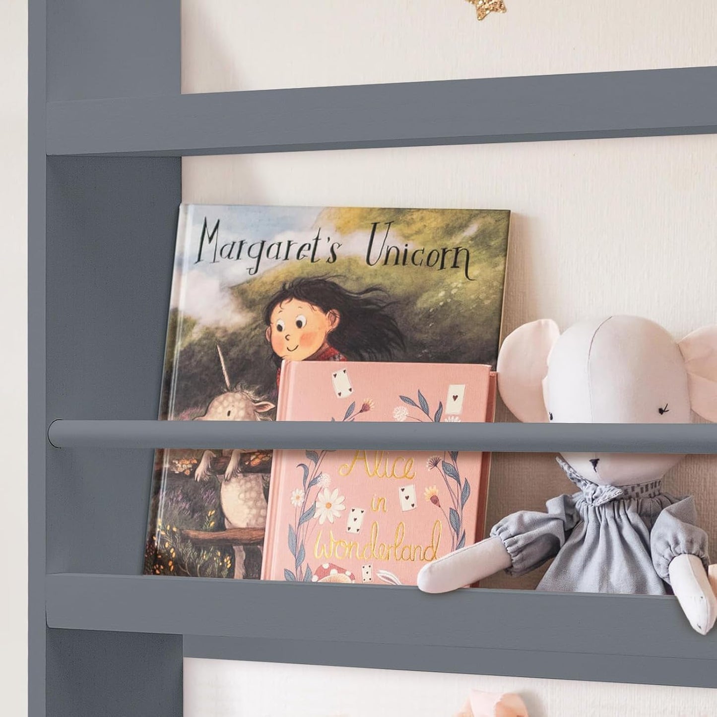 Kids Bookcase Modern Childrens Bookcase 4-Tier Book Shelf Display Rack Book Shelf Kids Room 10 CM Depth Suitable for Children's Children's Room School 116.5x60x 10CM White