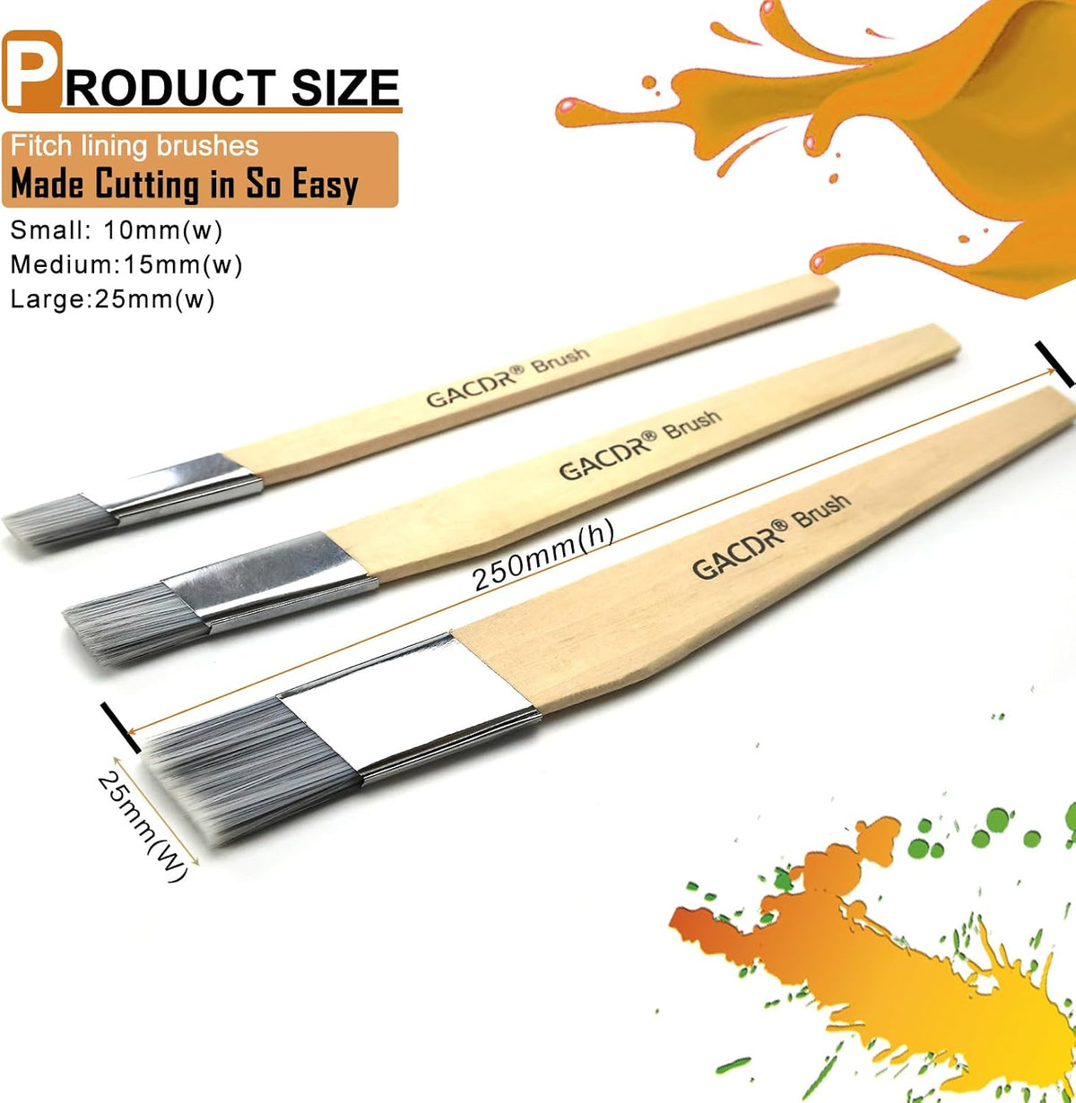 GACDR Slant Lining Fitch Paint Brushes,Pack Of 6 Cutting In Paint Brush Angled for Fast Accurate Detail & Control Hobby & Craft 2 Each of 0.5", 0.75", and 1"