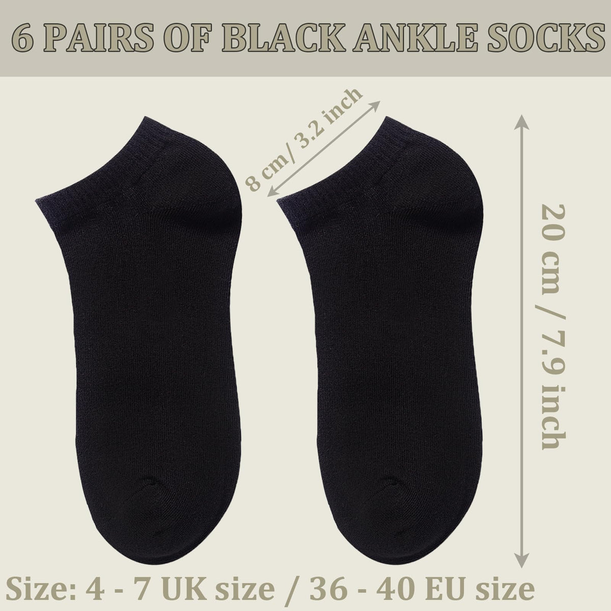 KEYRI 6 Pairs Ankle Socks Low Cut Trainer Socks