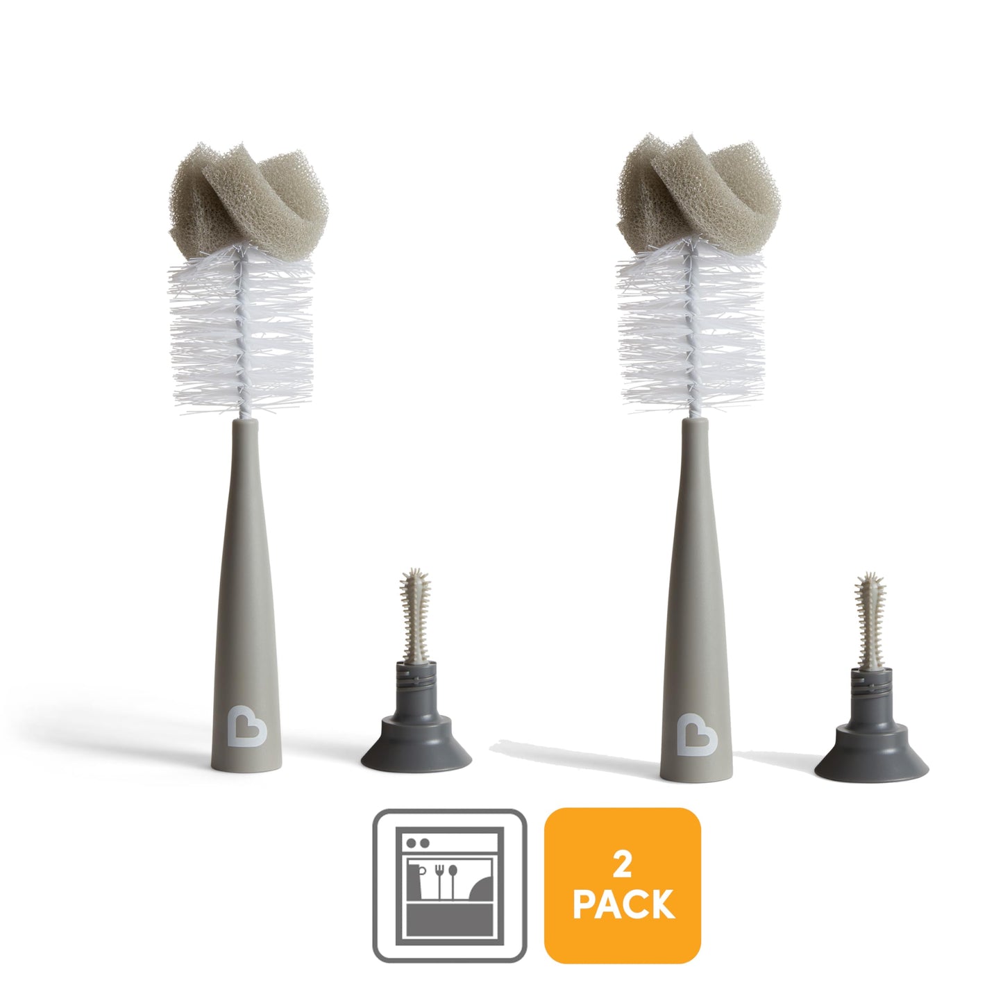 Munchkin Bottle Brush | For Cleaning Baby & Water Bottles with Built In Teat Brush | Freestanding | Dishwasher Safe | Bristle Brush | 1 Pack | Grey