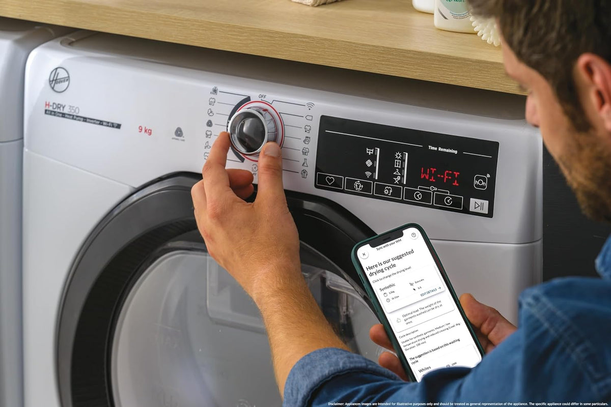 Hoover H-DRY 350 Condenser Tumble Dryer, 9kg, White, B Class
