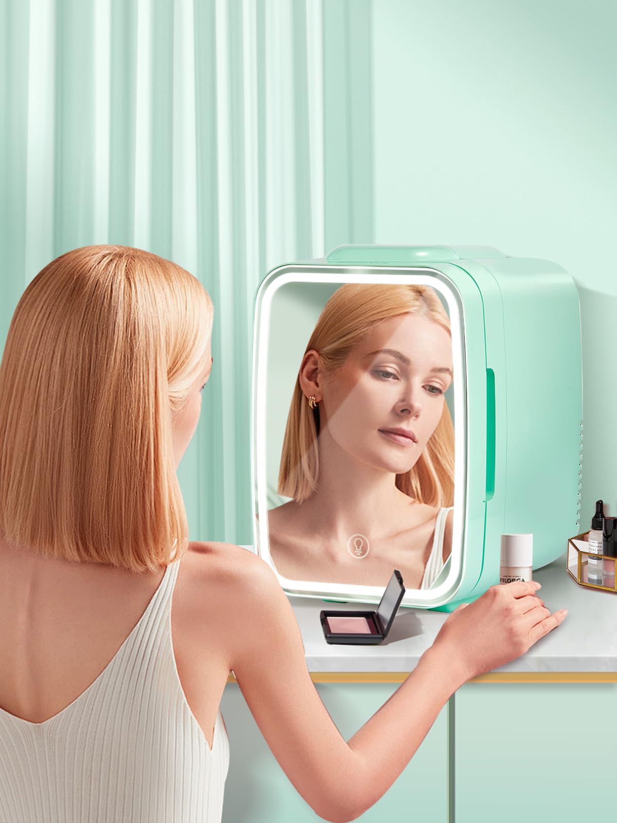 FOHERE Mini Fridge for Bedrooms, 5L/6 Can Portable Skincare Fridge