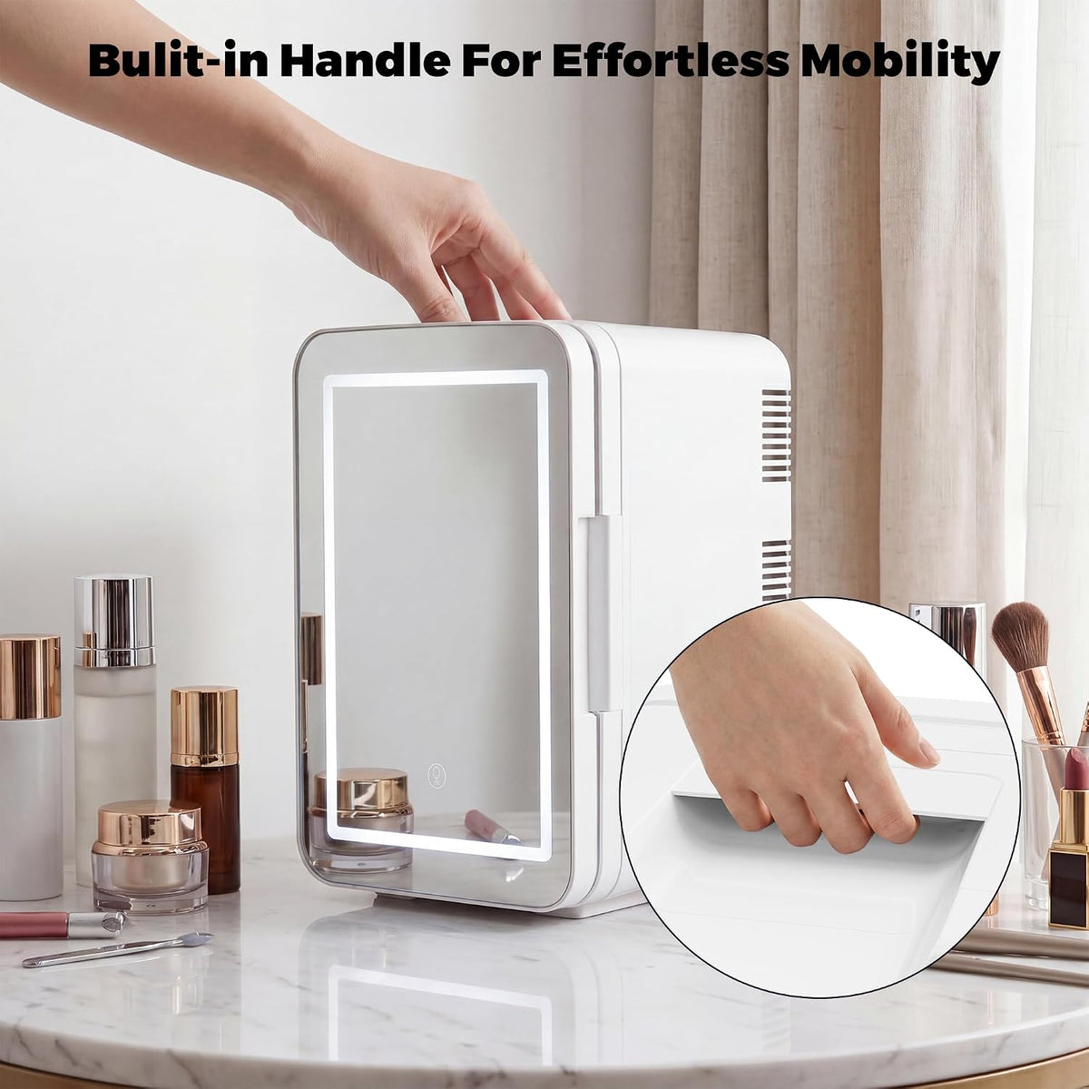 6L Skincare & Makeup Mini Fridge, Cooler & Warmer with LED Mirror