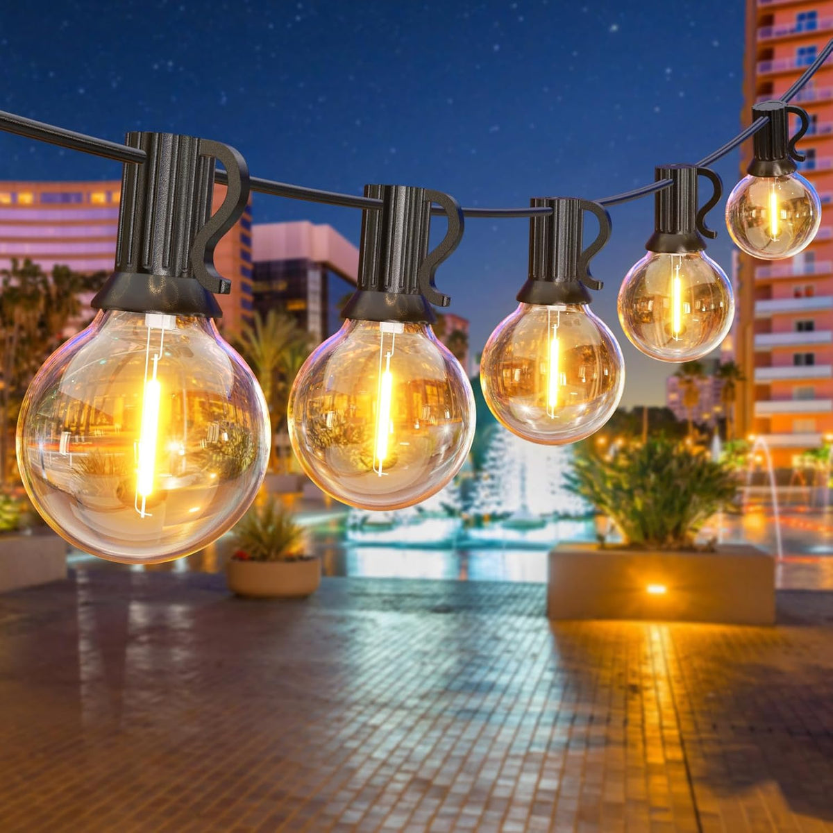 GPATIO Garden Lights, 30FT/9M LED Festoon Lights with 16 Shatterproof Bulbs