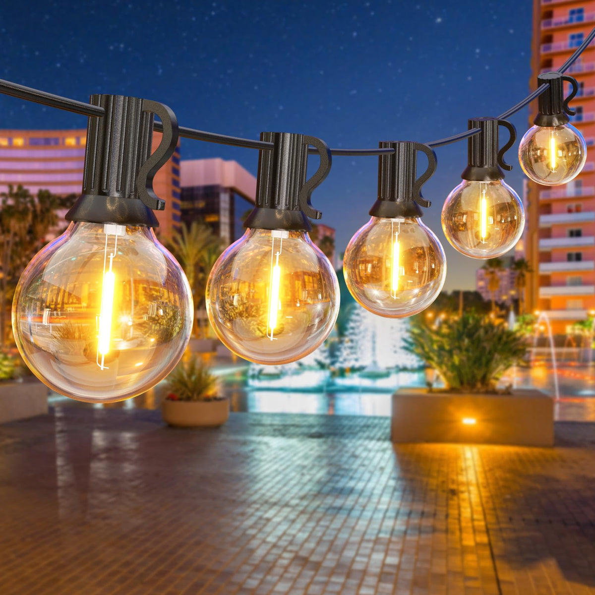 GPATIO Garden Lights, 30FT/9M LED Festoon Lights with 16 Shatterproof Bulbs