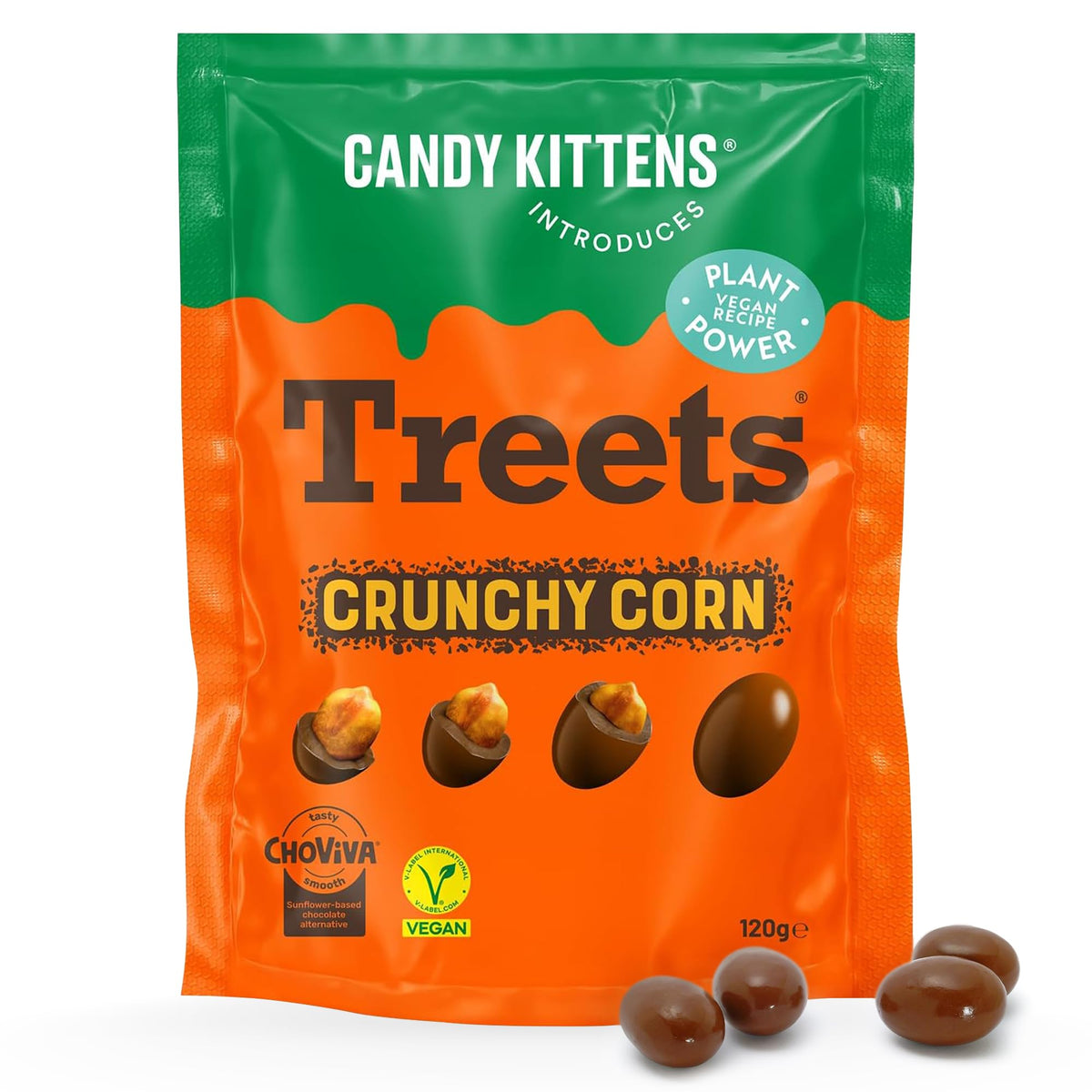Candy Kittens Treets Rice Crispy Vegan Chocolate Snack, 120g, 1 Pack