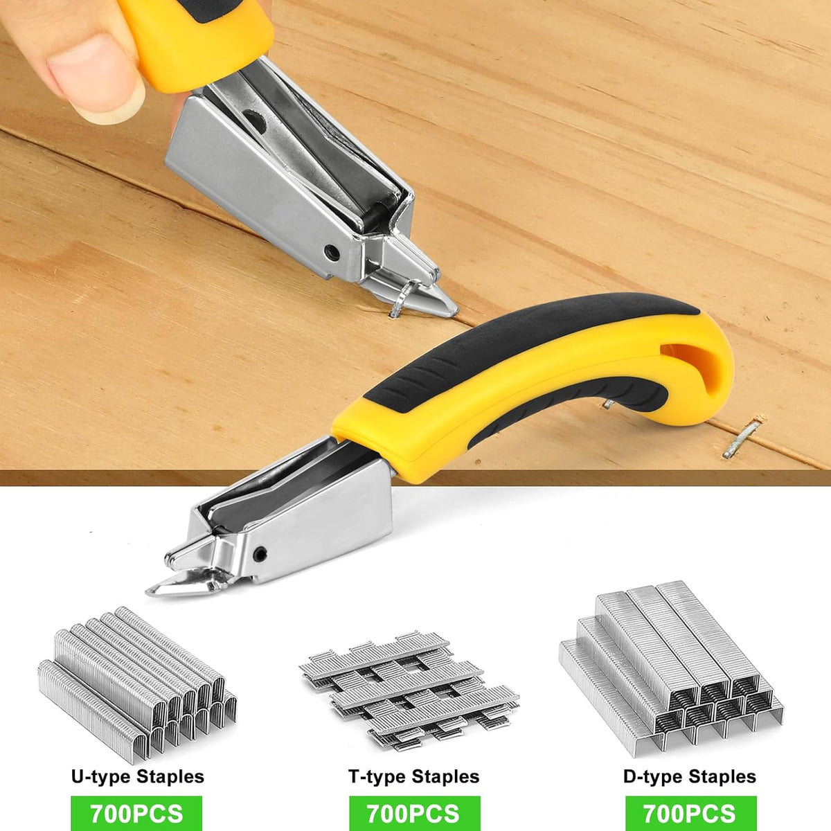 AECCN 3-in-1 Staple Gun for Wood & Furniture, and DIY Decoration, Silver