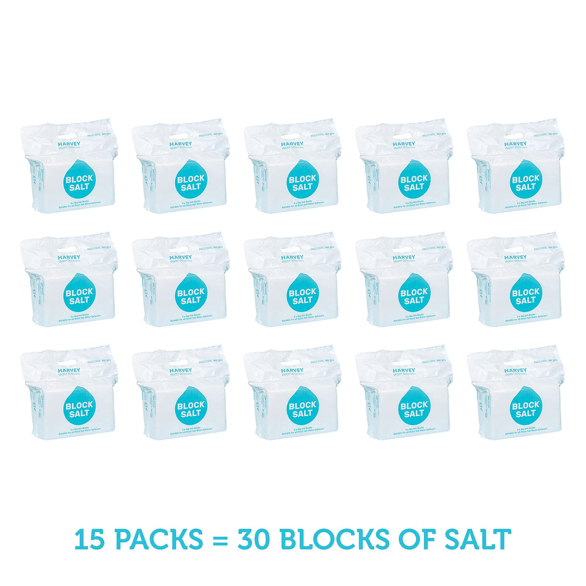 Harvey Block Salt for Water Softeners | Original Pure Grade A Food Quality Salt | 3 Bags, Securely Boxed | Each Bag Contains 2 Blocks | Efficient Softening Solution