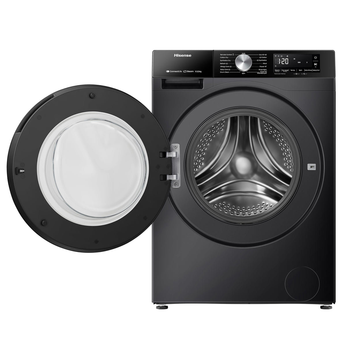 Hisense 3S Series WD3S8043BB3 Wifi Connected 8Kg and 5Kg Washer Dryer with 1400 rpm - Black - A-D Rated