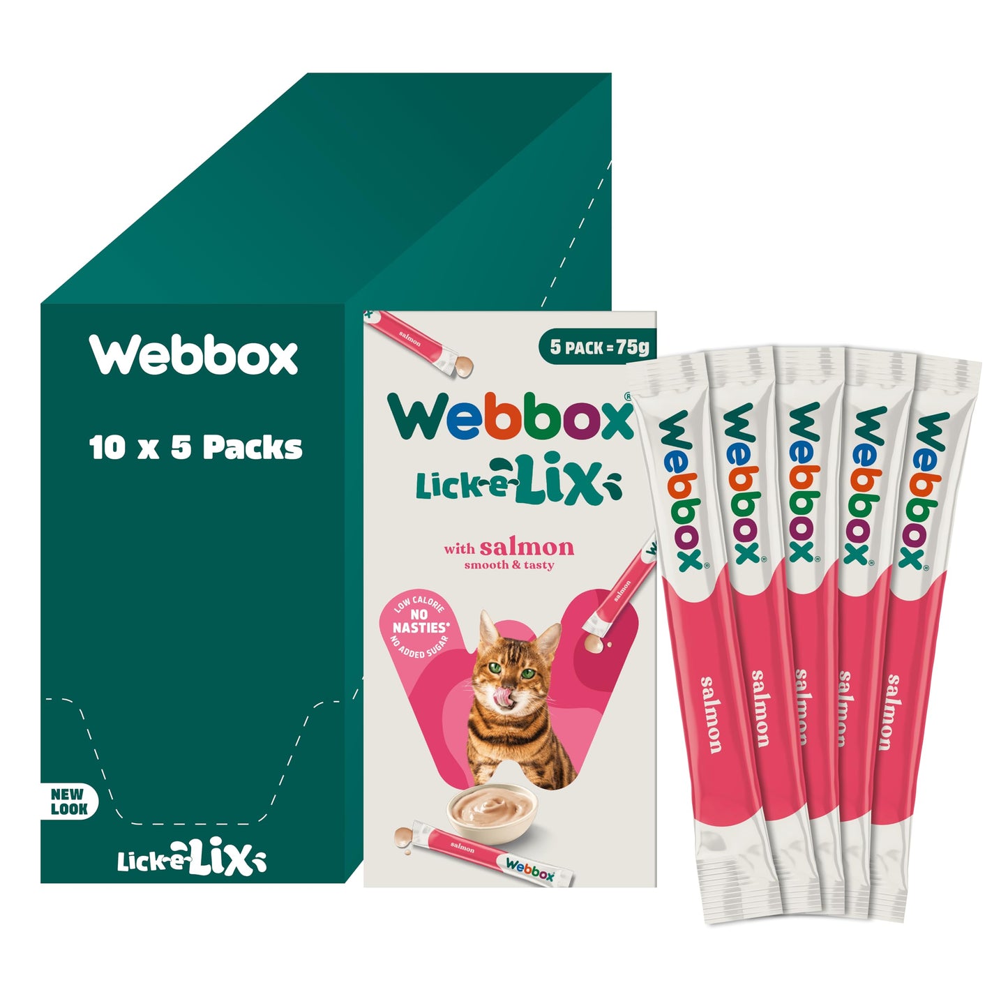 Webbox Lick-e-Lix Cat Treats Variety Value Pack - Kitten Friendly, Grain Free, No Artificial Preservatives or Colours (50 Pack)