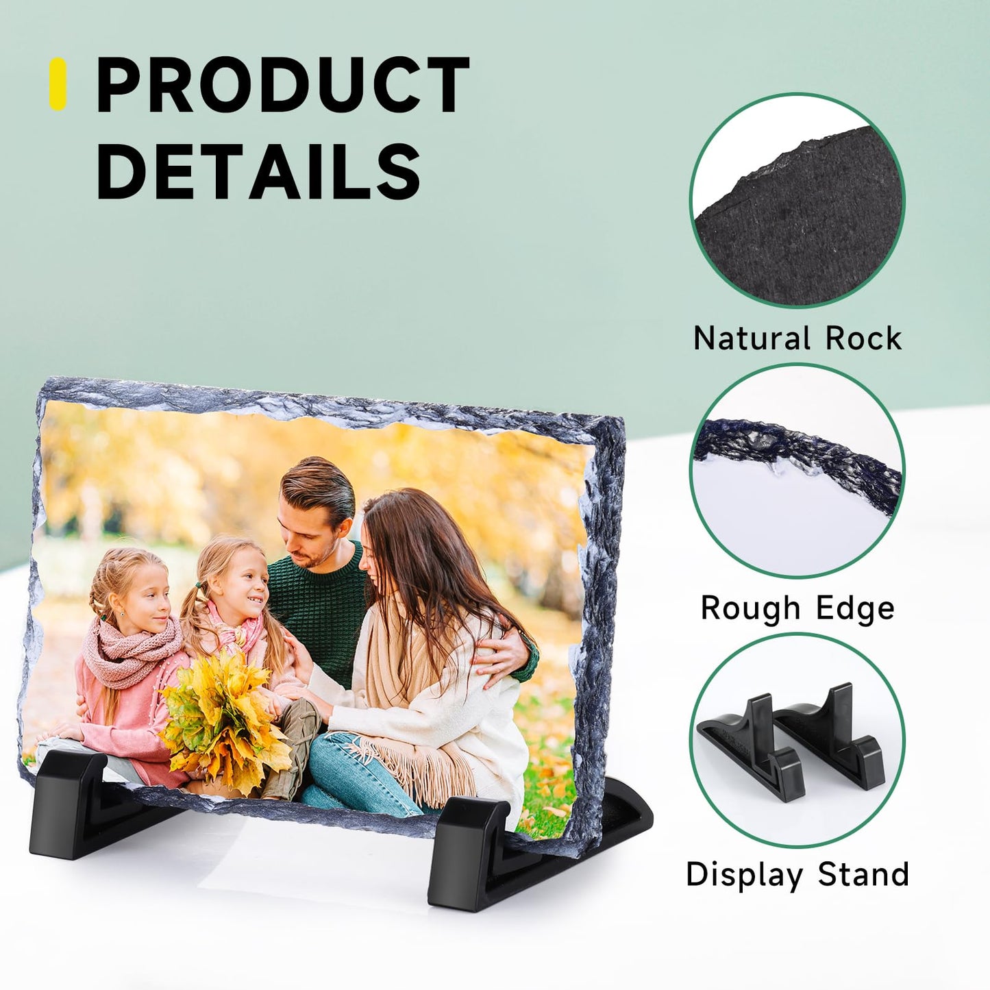 Personalised Memorial Plaque, Custom Rock Slate Frame with Photo Text, Customised Memorial Gifts for Loss of Loved One, Cemetery Decorations for Grave