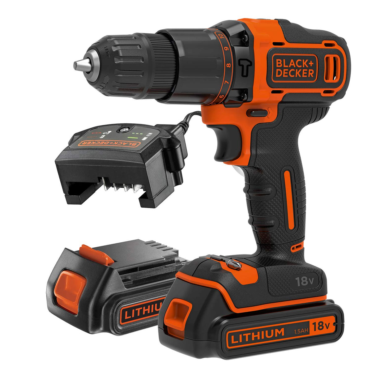 BLACK+DECKER 18V Cordless Hammer Drill, BCD700S1K-GB