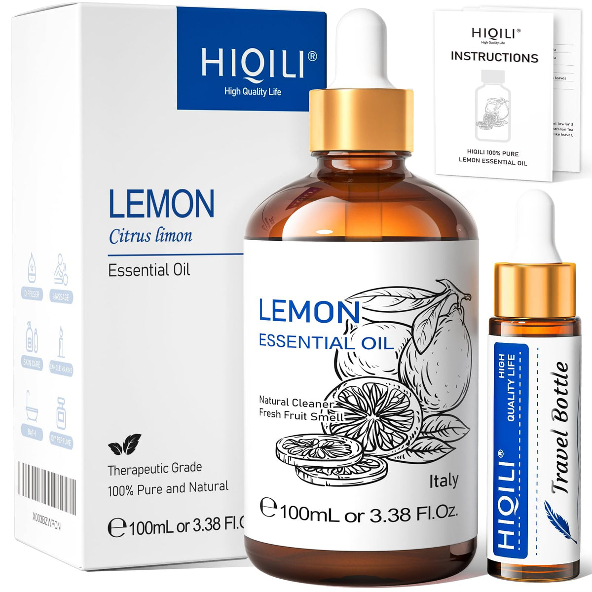 HIQILI Tea Tree Oil for Nail Fungus, Skin, Hair, Acne